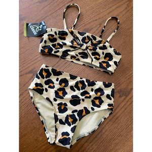 NWT Art Class 2 Piece Swimsuit- Leopard Print- Kids Size M